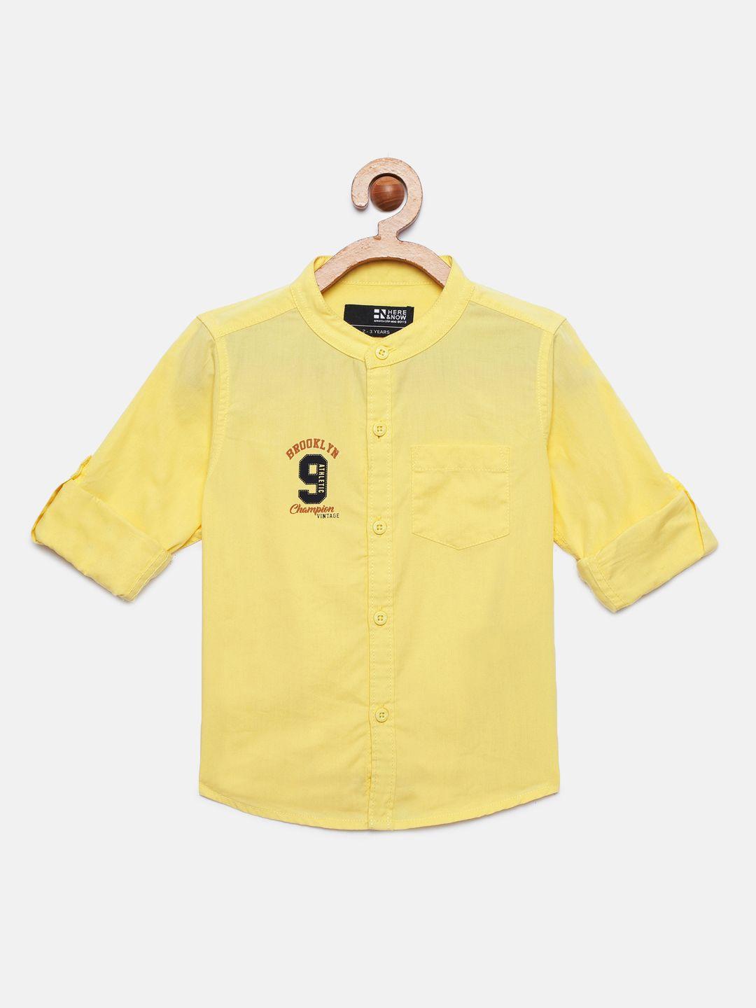 here&now boys yellow pure cotton casual shirt