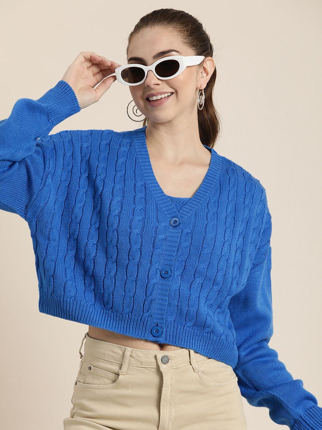 here&now cable knit crop cardigan with inner slip