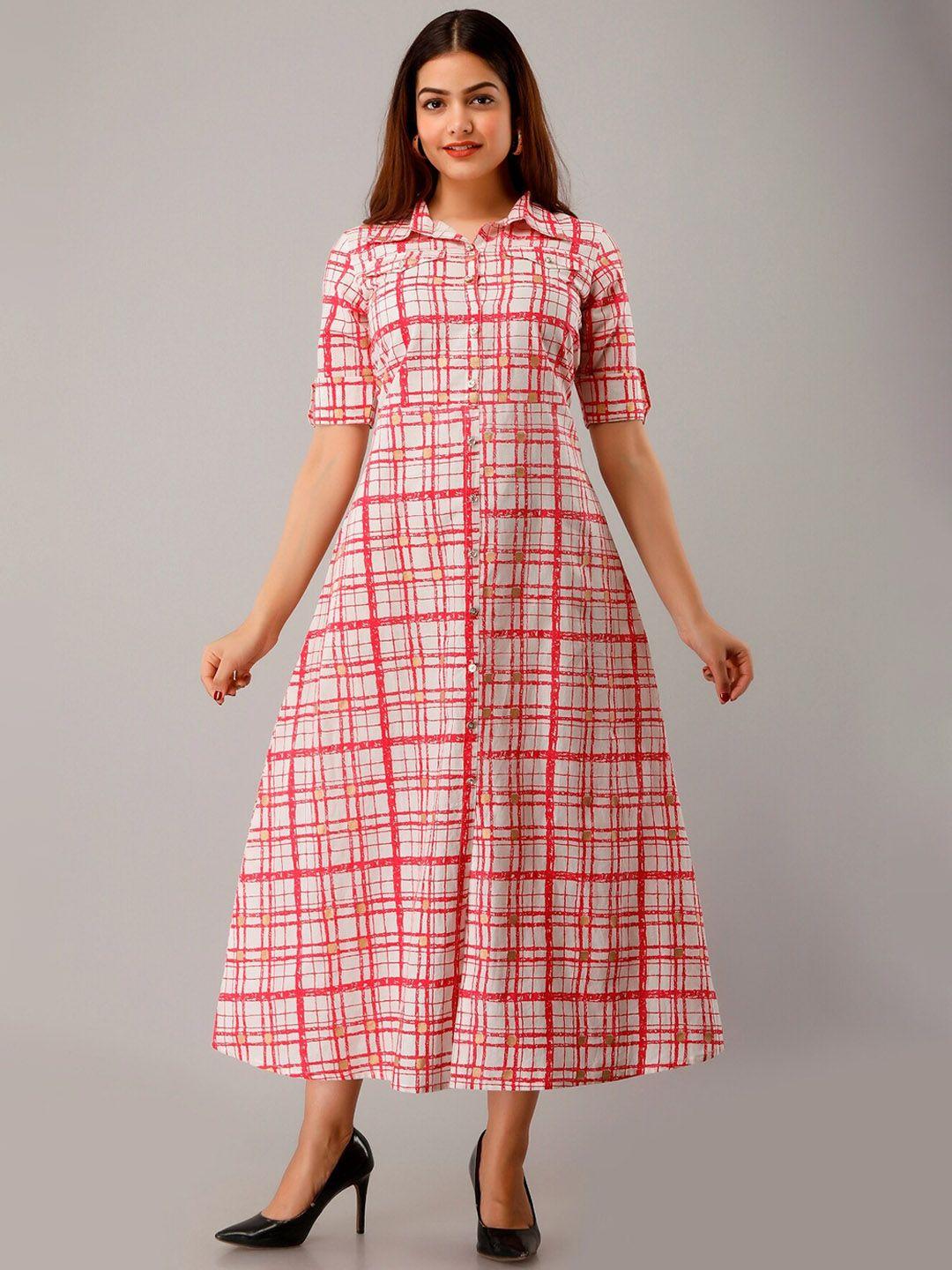 here&now checked a-line maxi dress