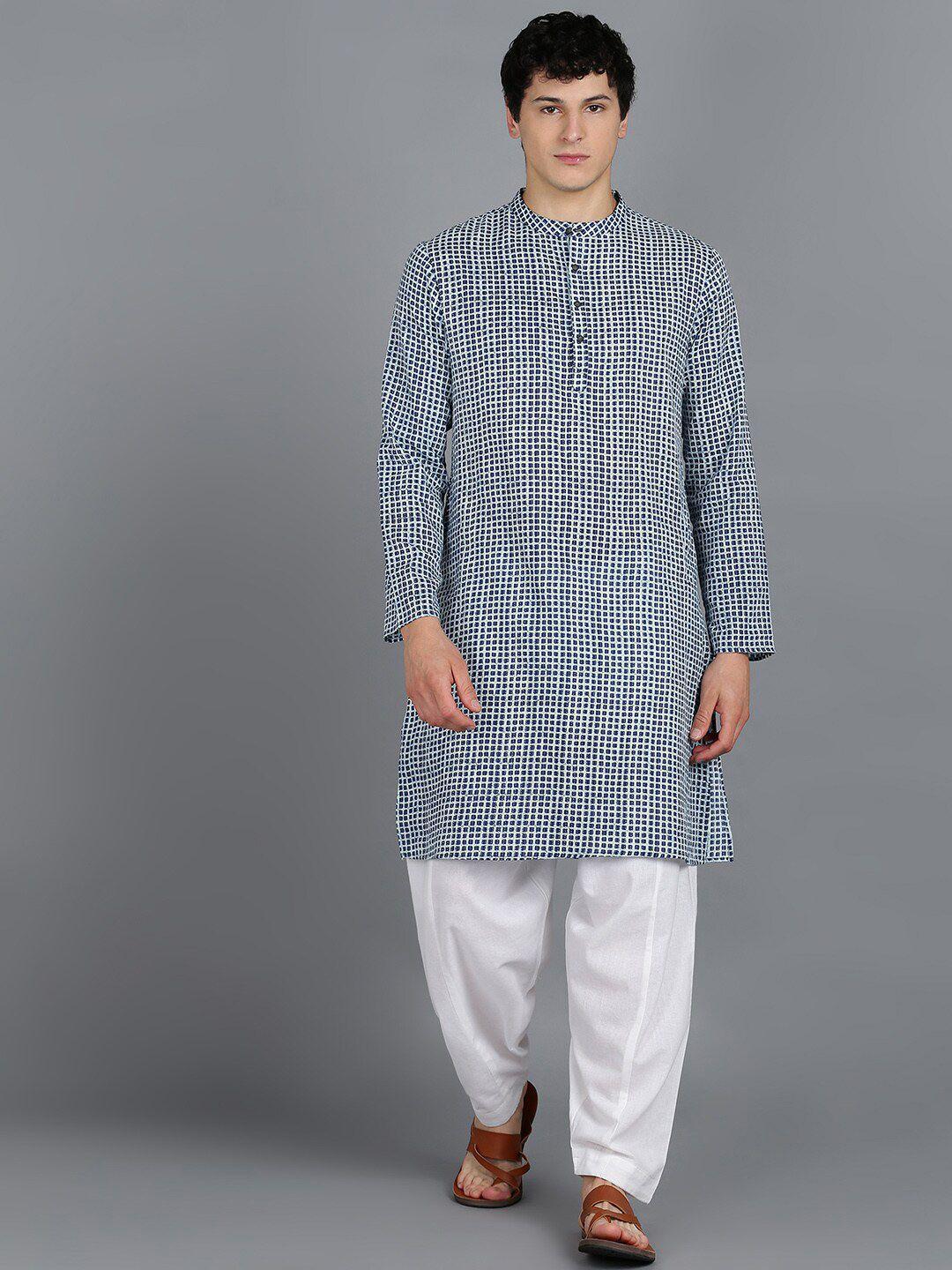 here&now checked regular pure cotton kurta with pyjamas