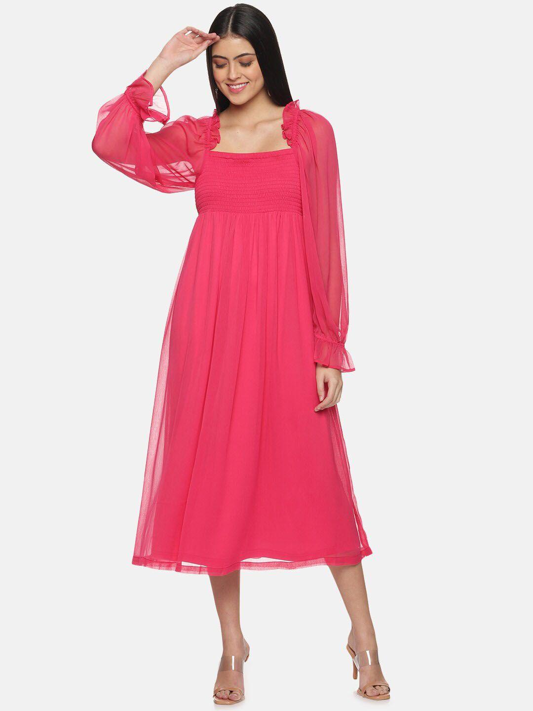 here&now chiffon smocked midi dress