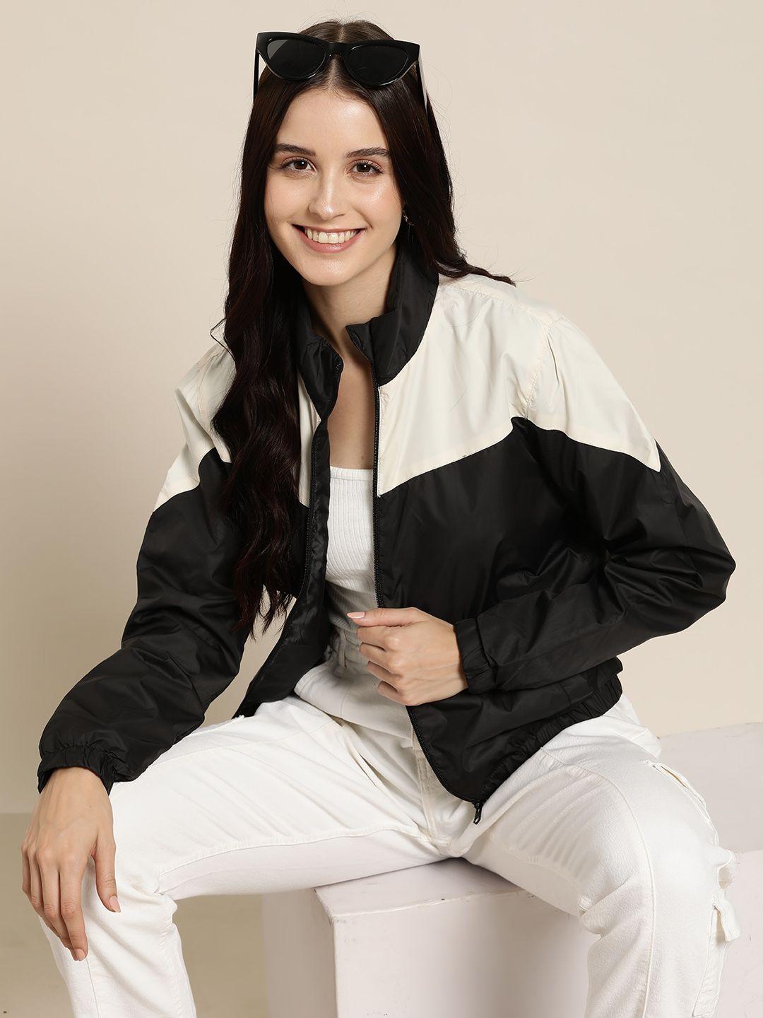 here&now colourblocked bomber jacket