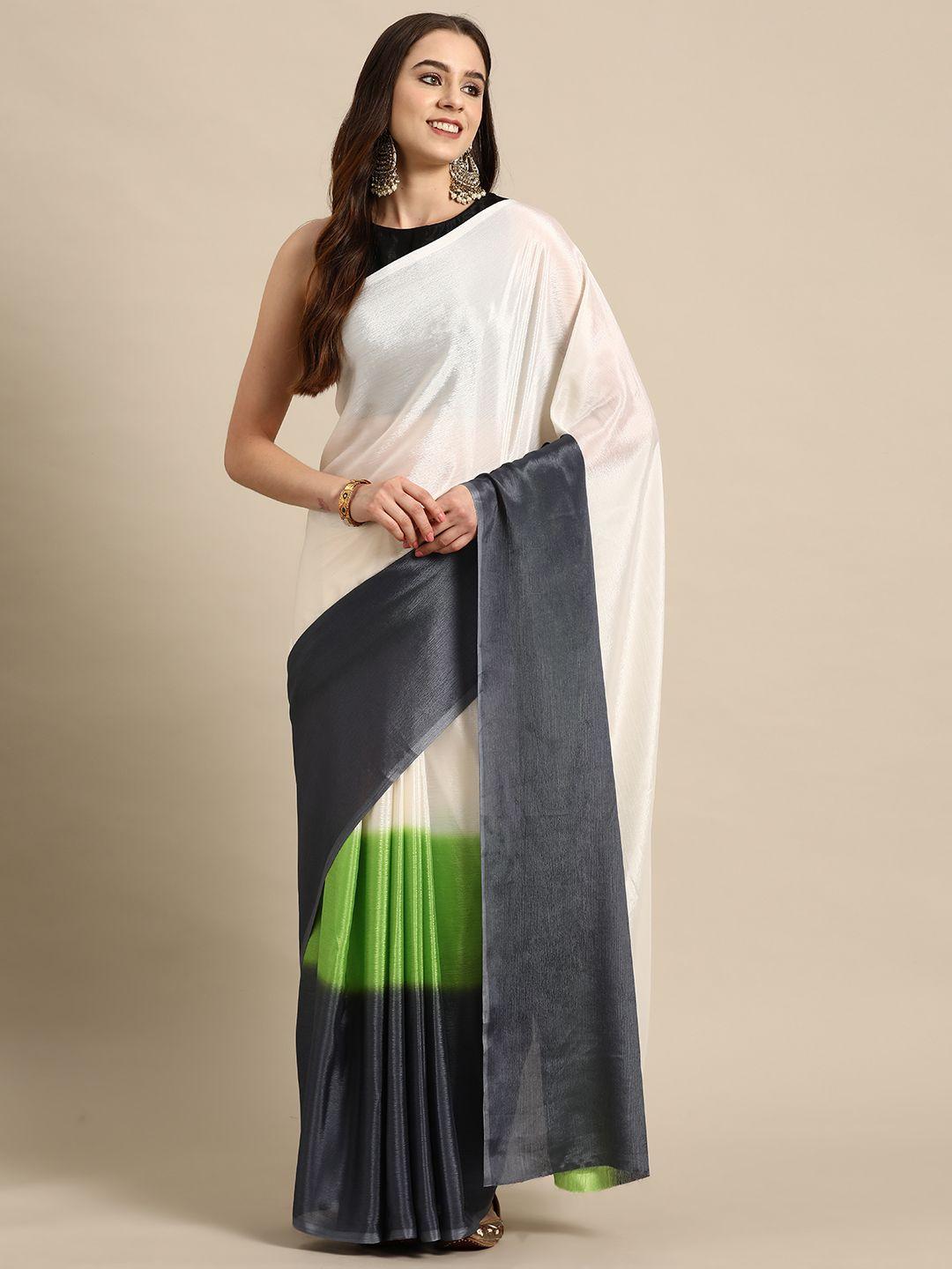 here&now colourblocked poly georgette ready to wear saree