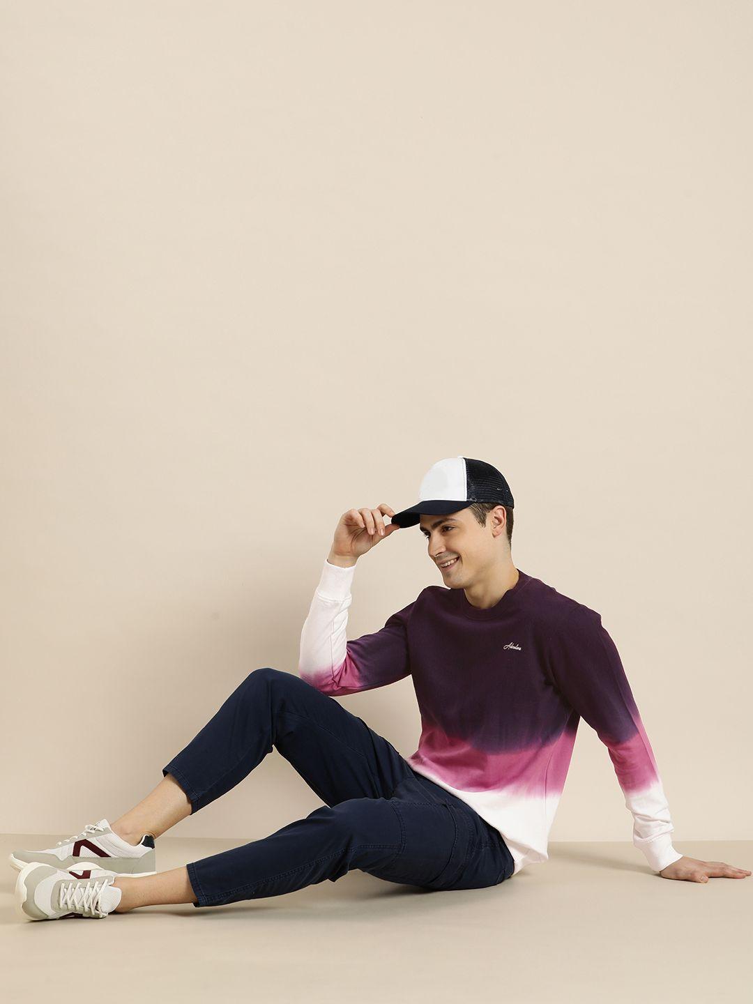 here&now colourblocked pure cotton pullover sweatshirt