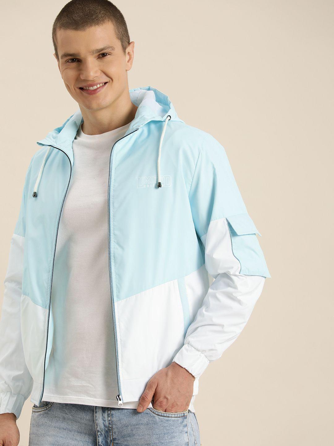here&now colourblocked tailored hooded casual jacket