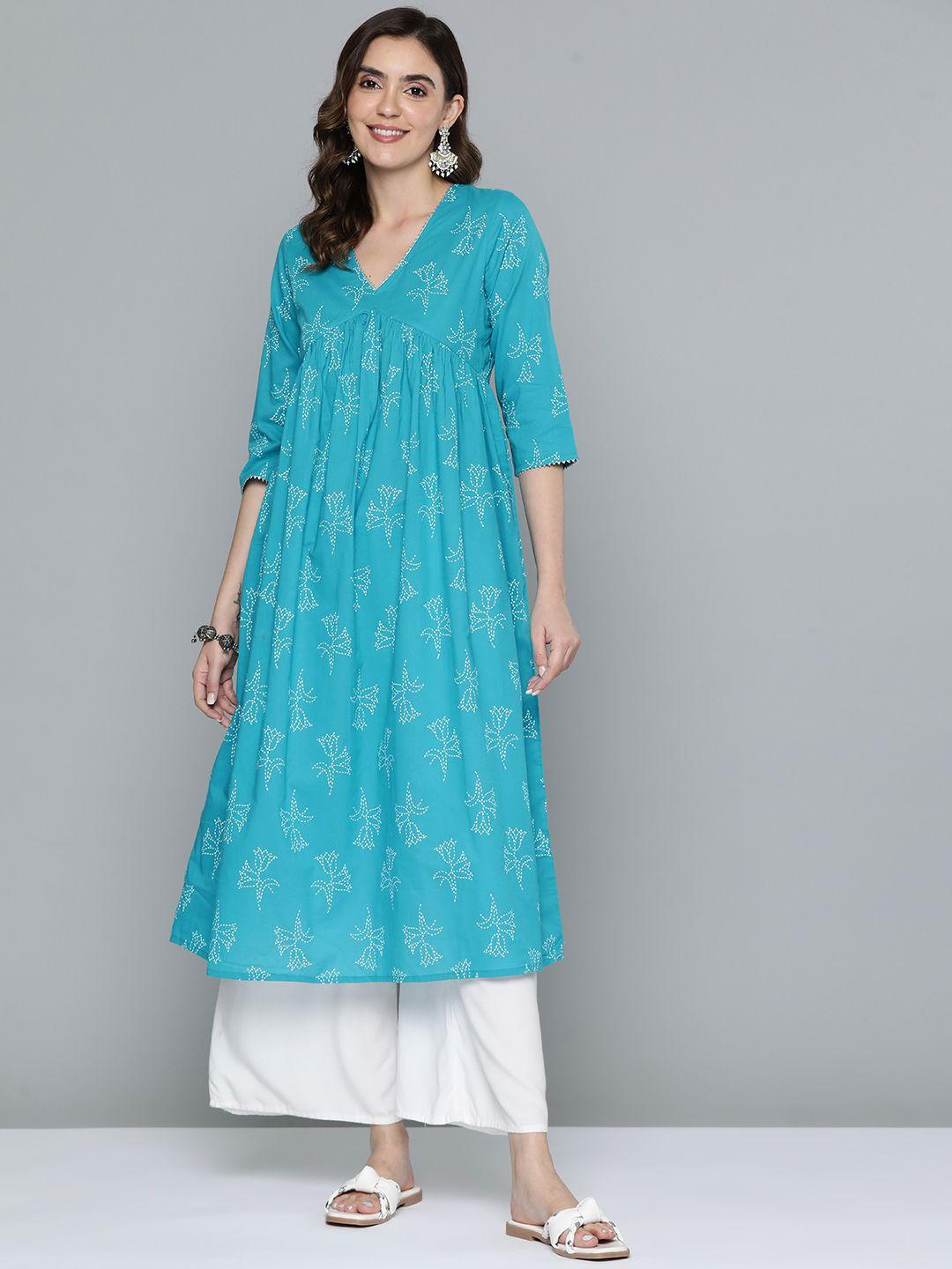 here&now cotton floral print gotta patti kurta