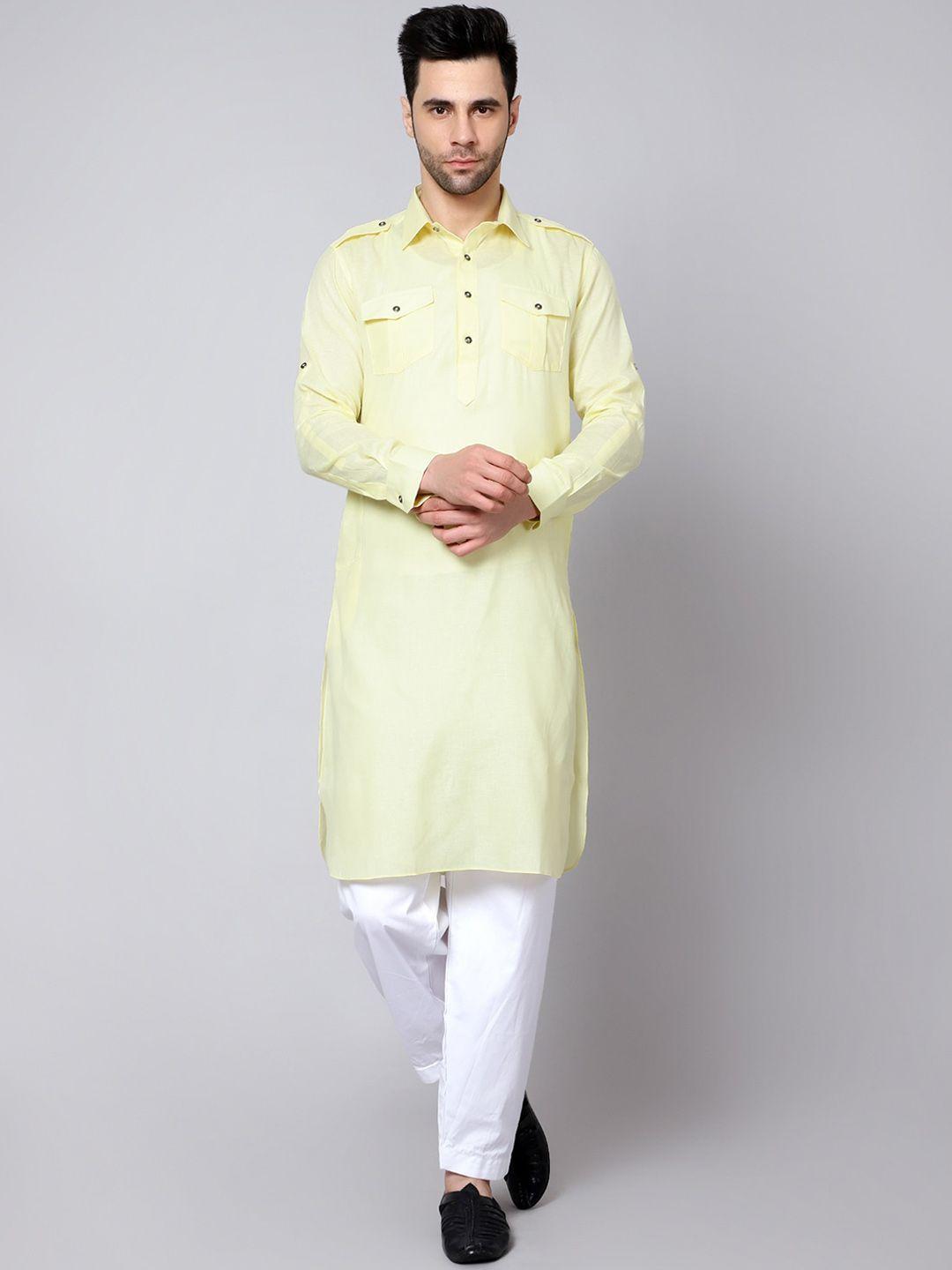 here&now curved hem pathani kurta with pyjamas