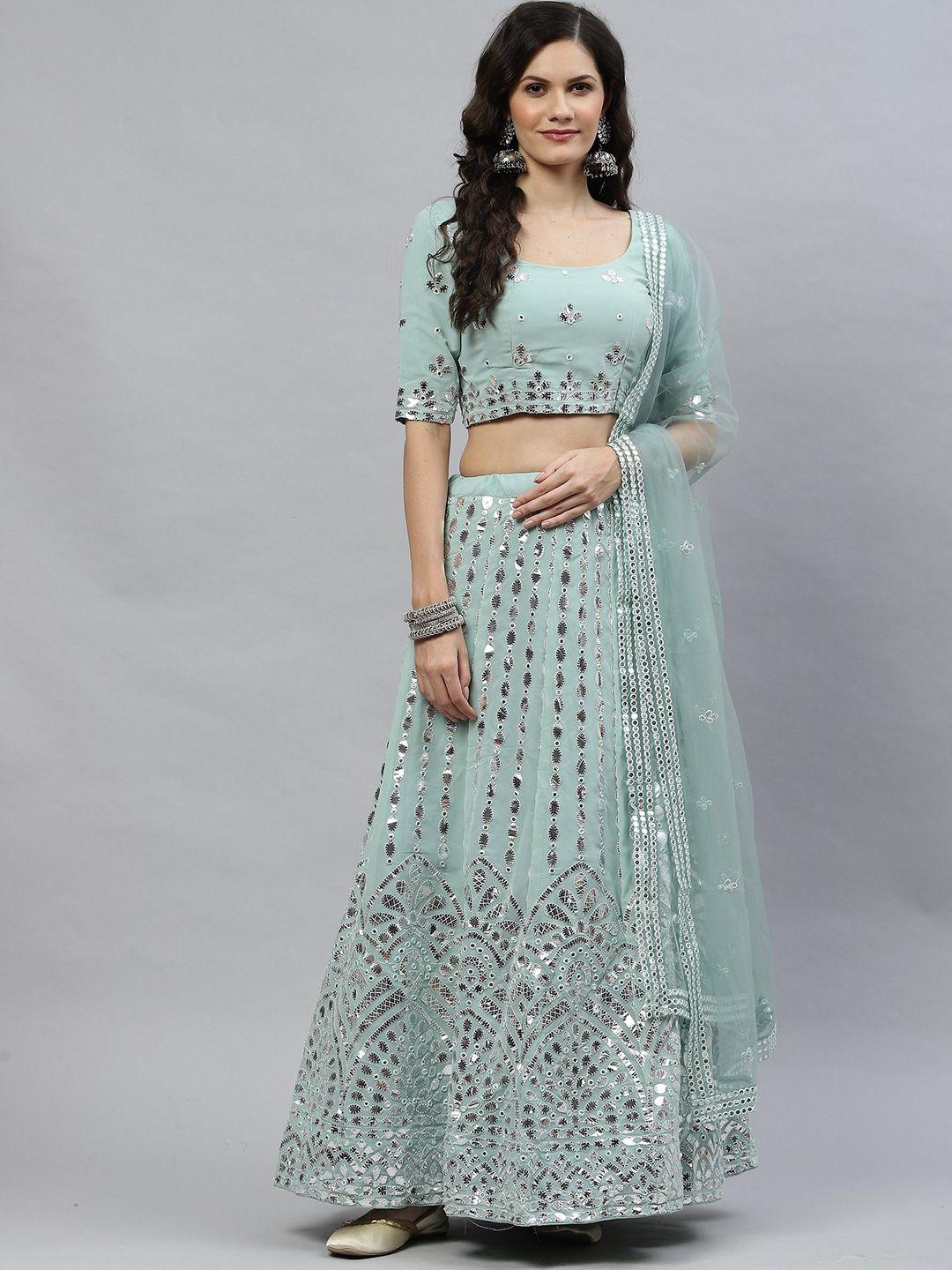 here&now embellished gotta patti semi-stitched lehenga & unstitched blouse with dupatta