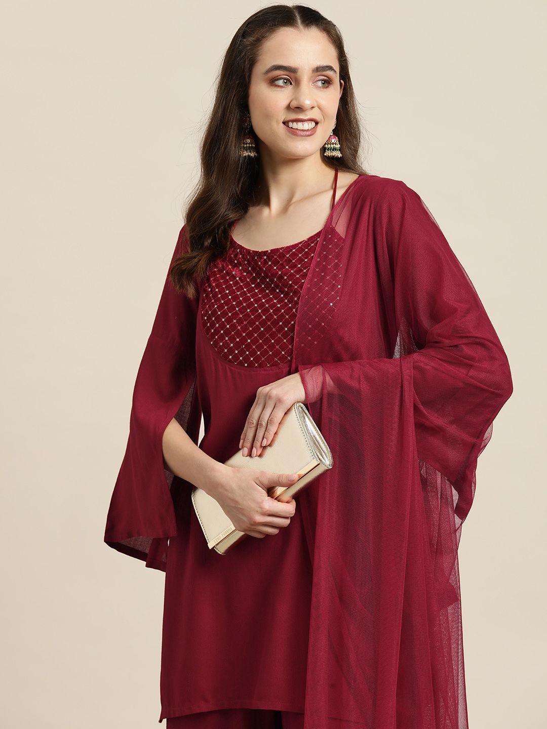 here&now embellished kurta set with dupatta