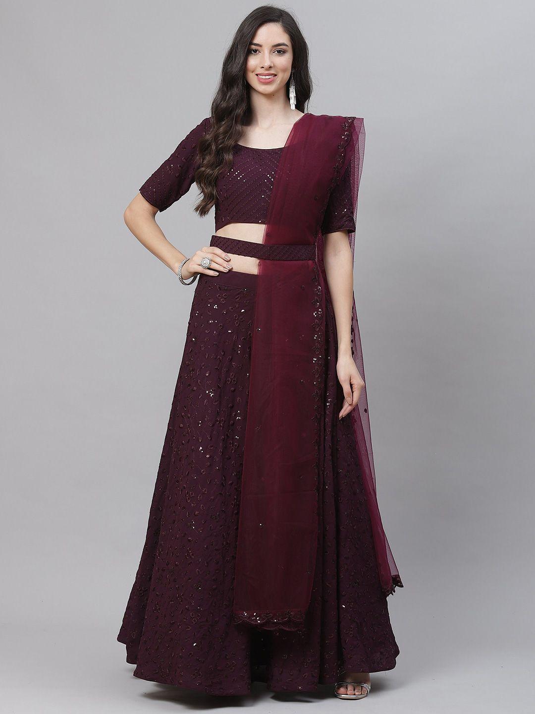 here&now embellished sequinned semi-stitched lehenga & unstitched blouse with dupatta