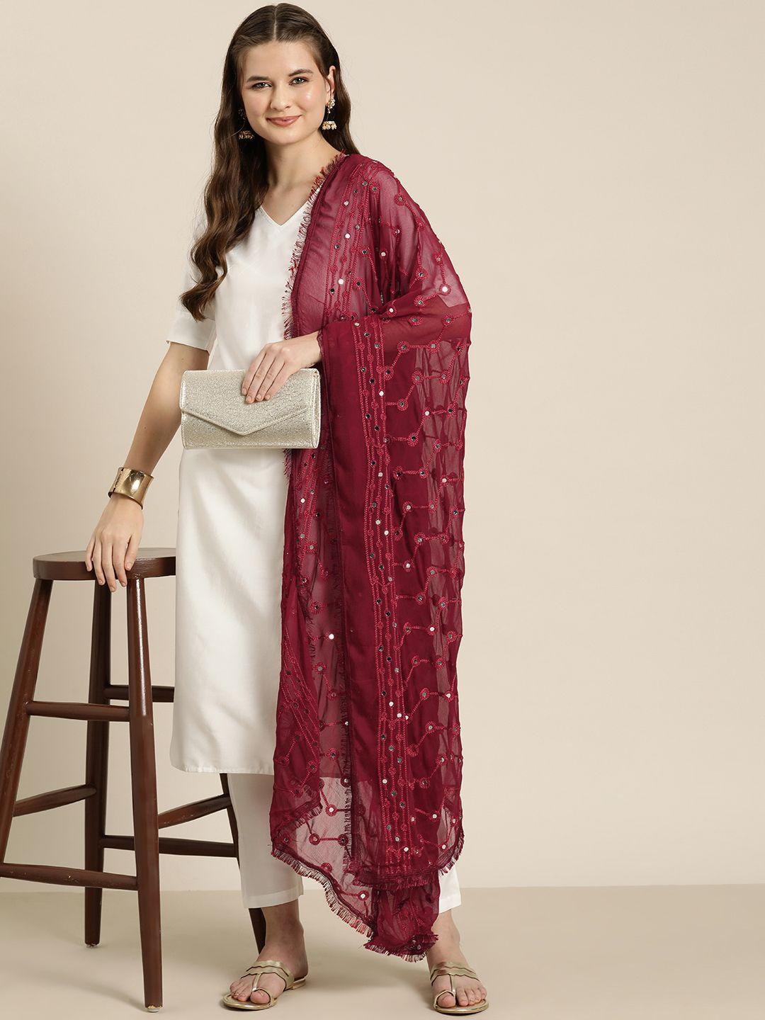 here&now embroidered dupatta with mirror work