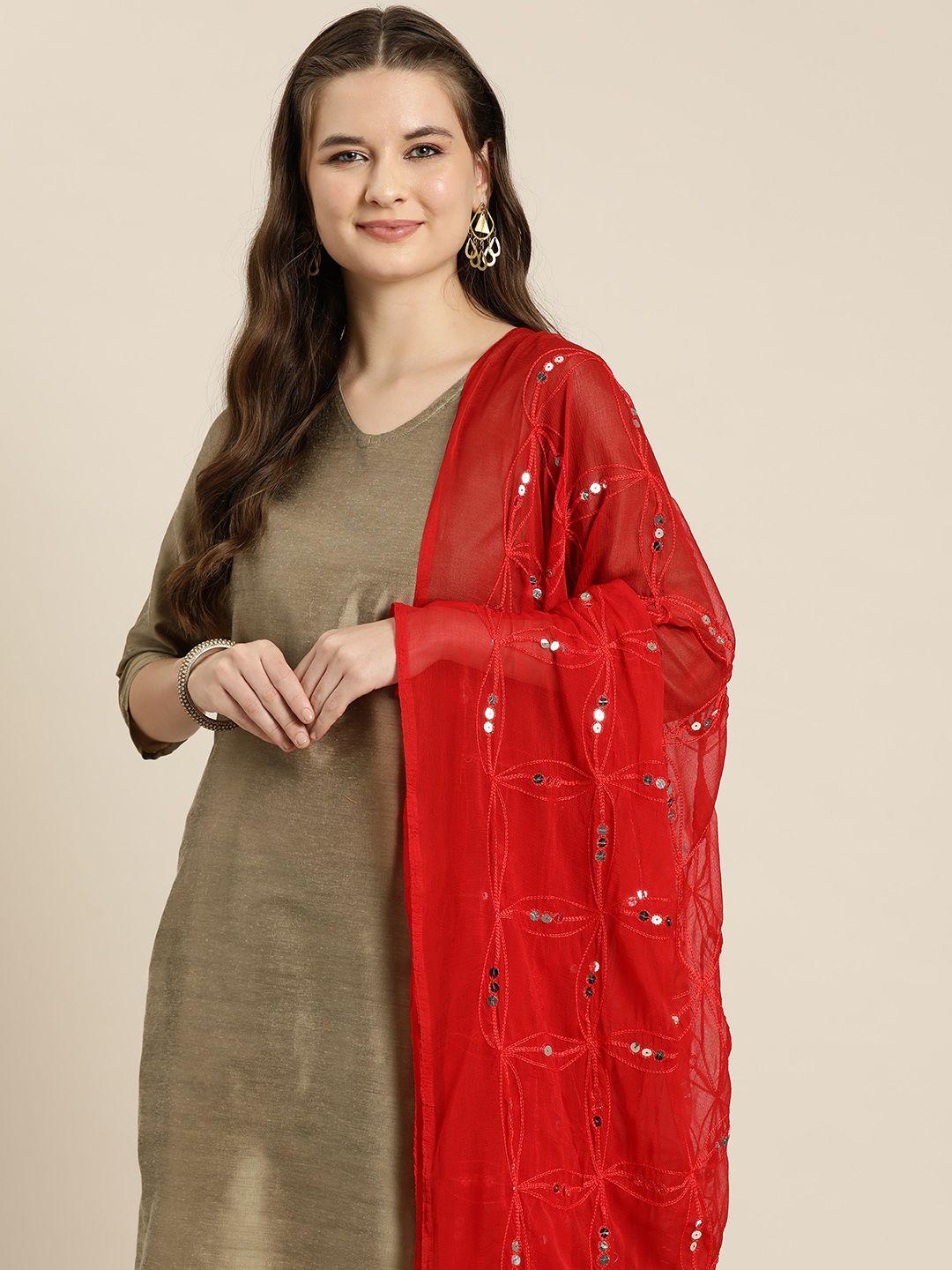 here&now embroidered dupatta with sequinned detail