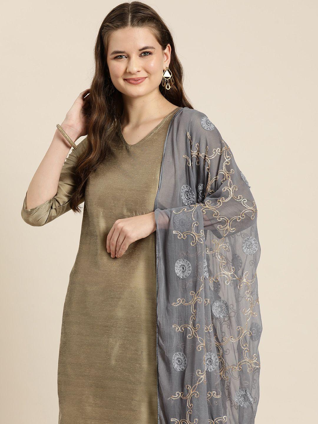 here&now embroidered dupatta with thread work