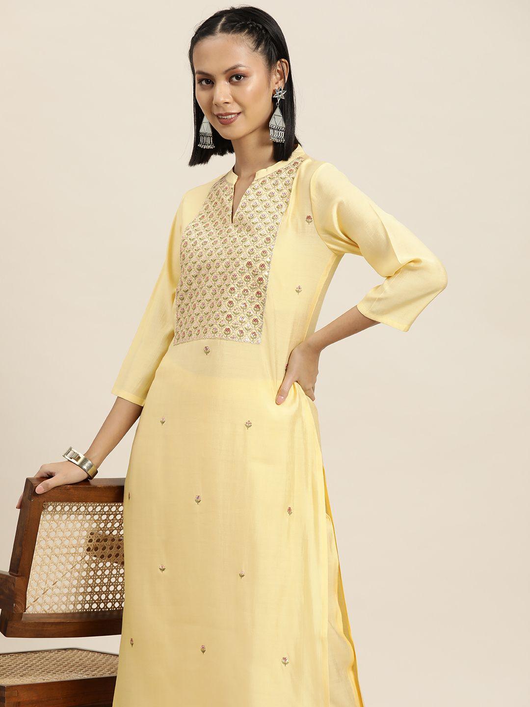 here&now embroidered sequinned kurta with trousers
