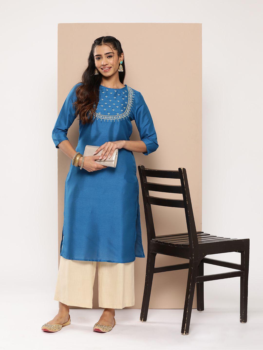 here&now embroidered thread work kurta