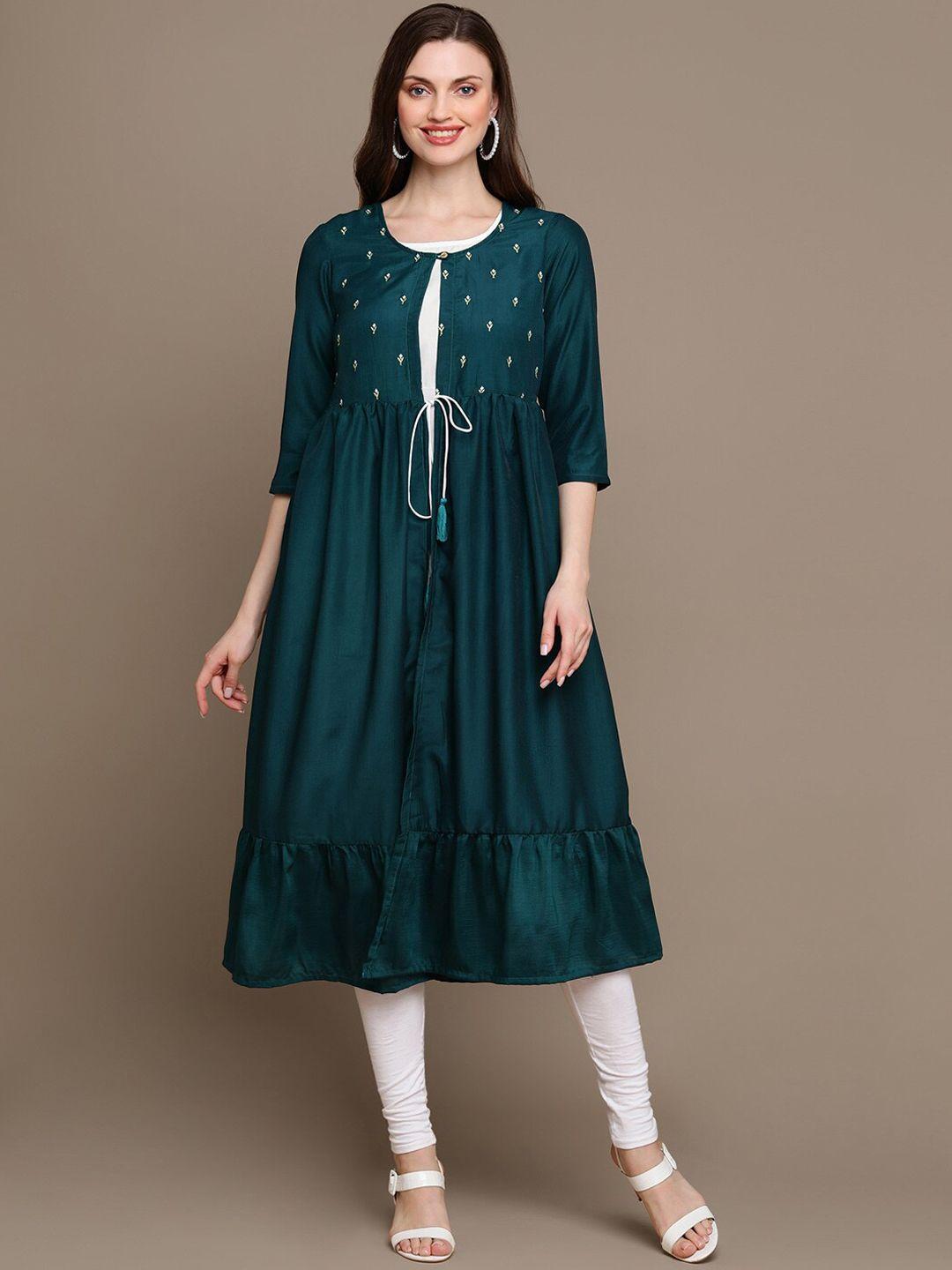 here&now ethnic motif embroidered thread work anarkali kurta