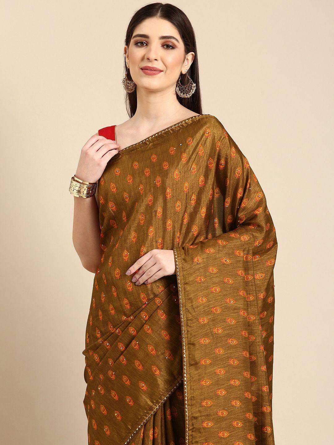 here&now ethnic motifs beads & stones saree