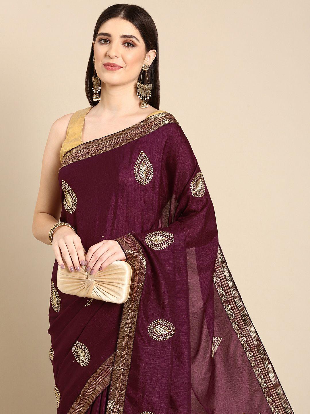 here&now ethnic motifs embroidered beads & stones saree