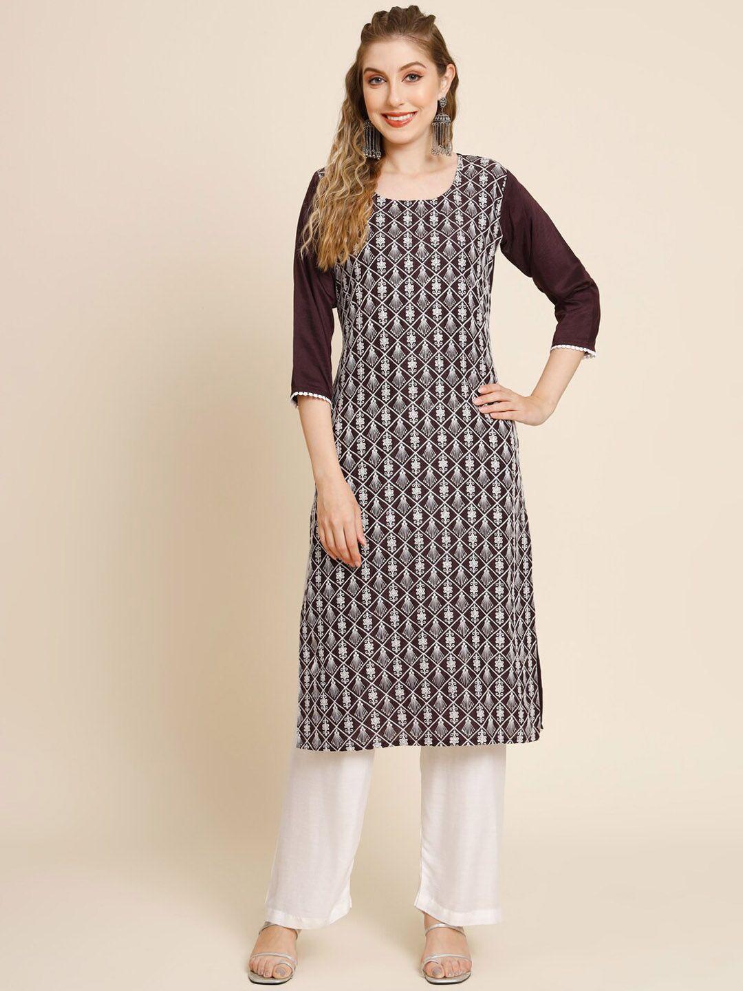 here&now ethnic motifs embroidered georgette kurta