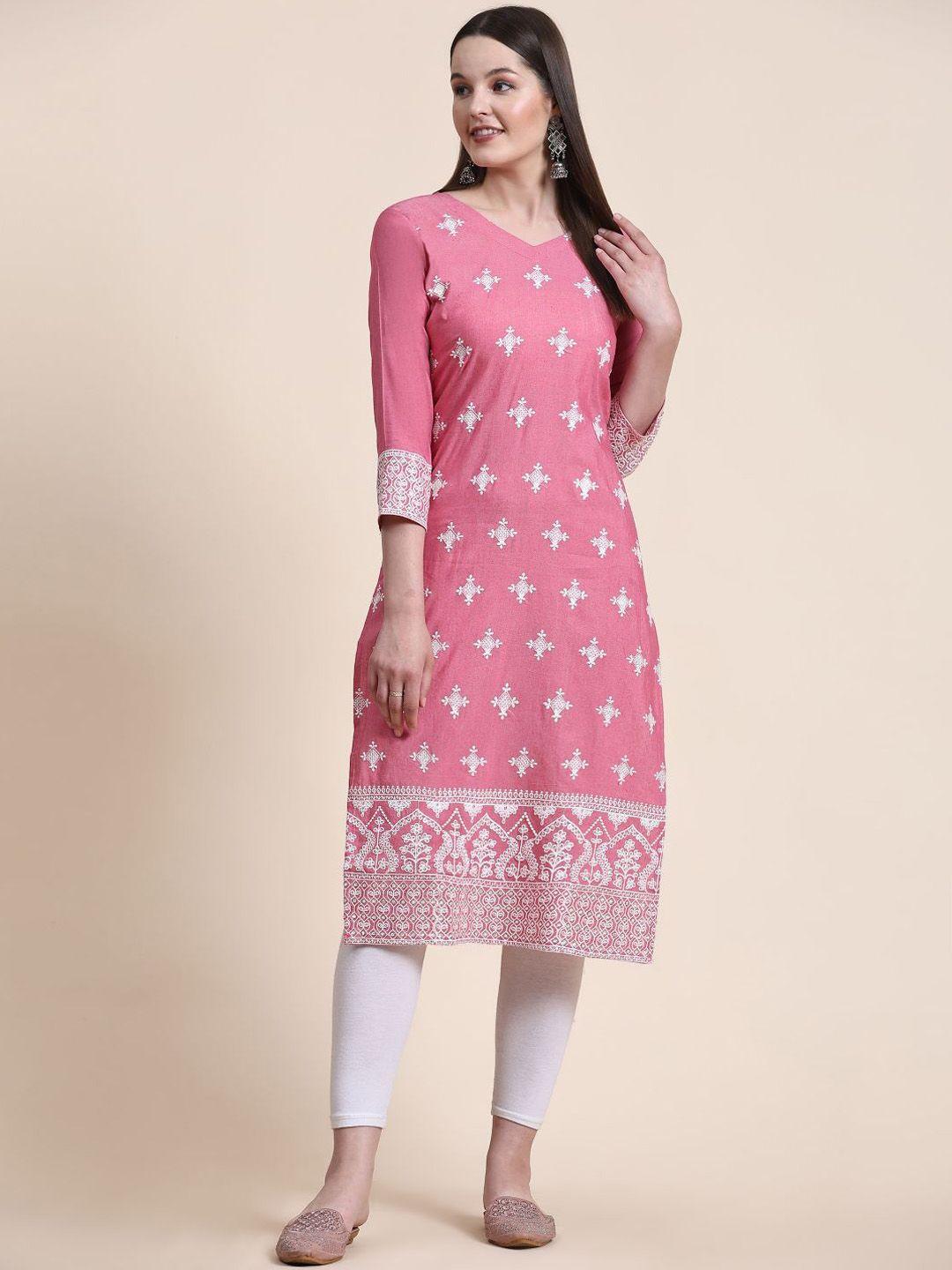 here&now ethnic motifs embroidered pure cotton kurta
