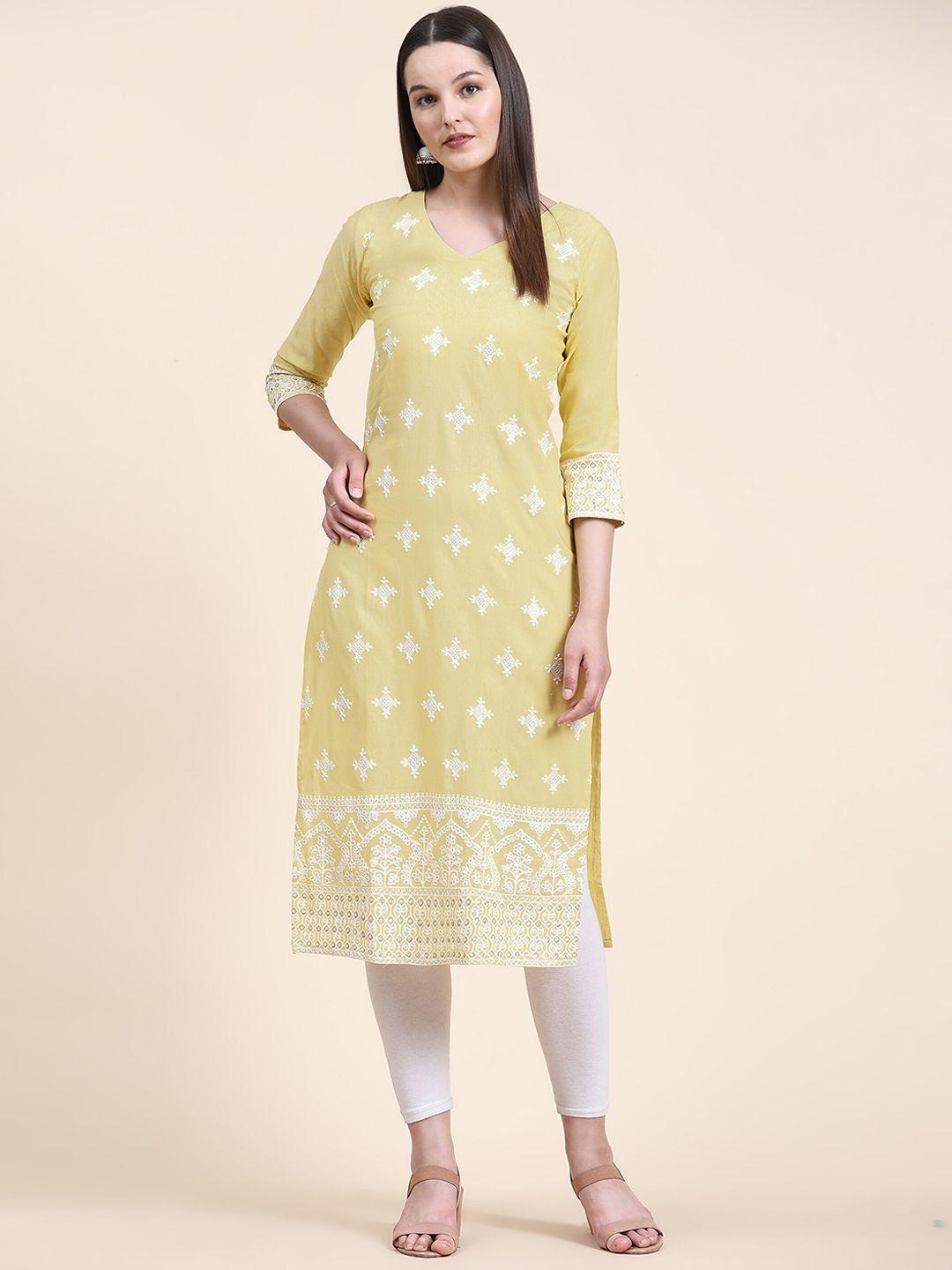 here&now ethnic motifs embroidered pure cotton kurta