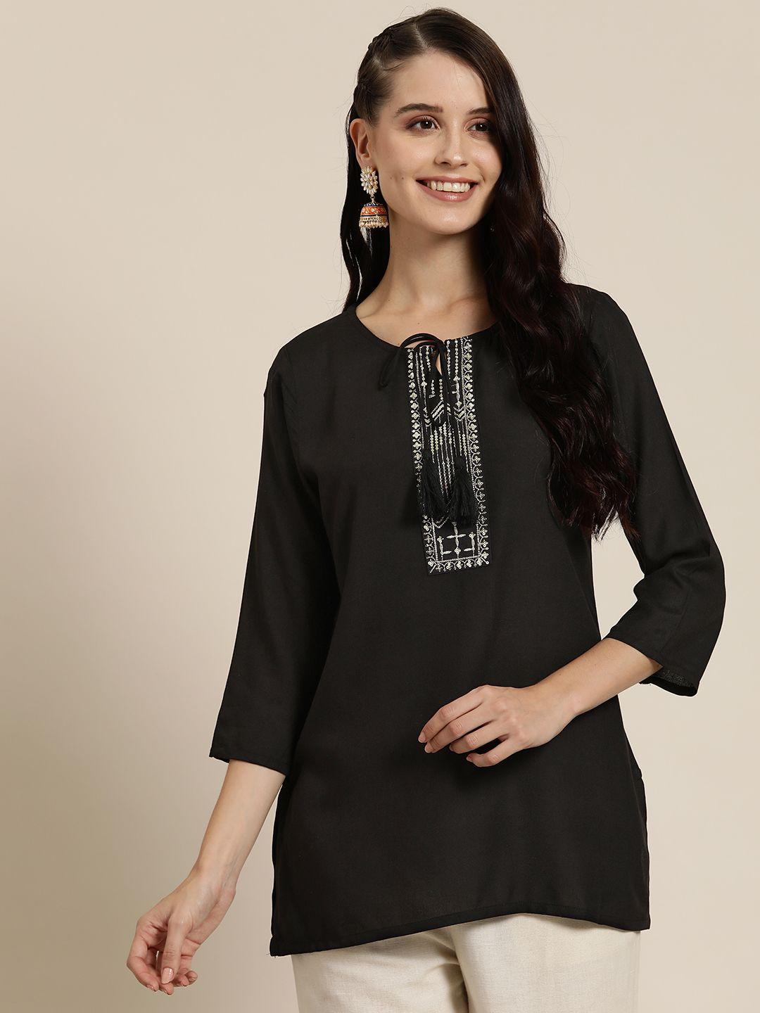 here&now ethnic motifs embroidered sequinned kurti