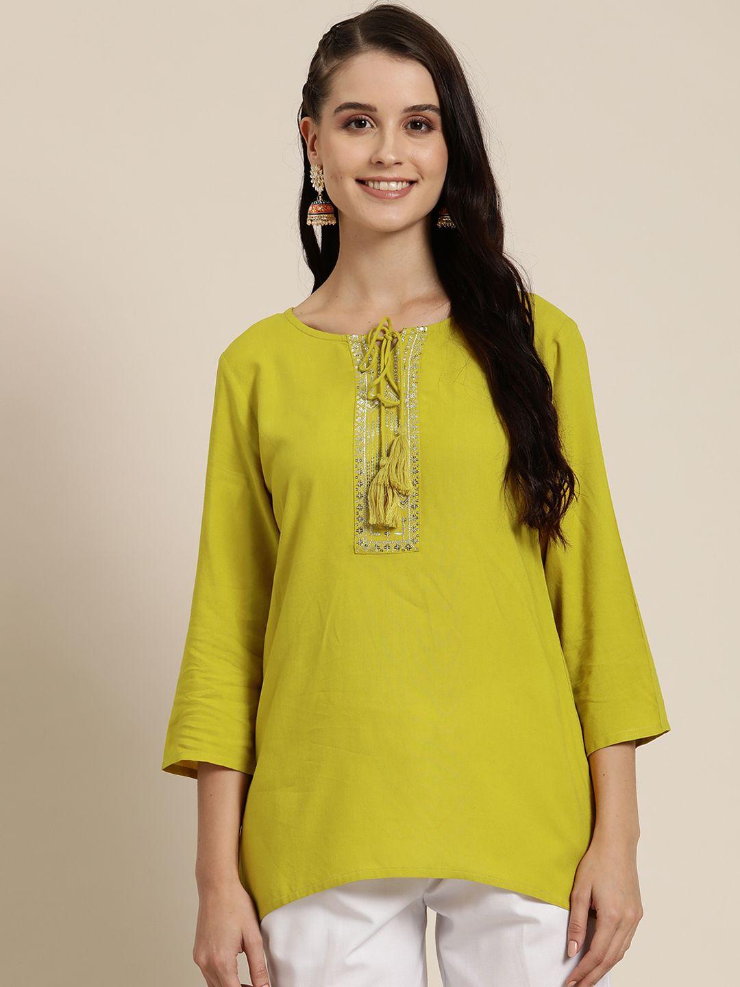 here&now ethnic motifs embroidered sequinned kurti