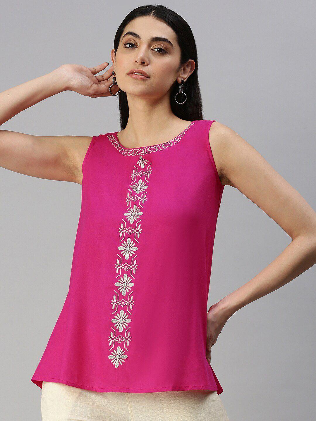 here&now ethnic motifs embroidered top