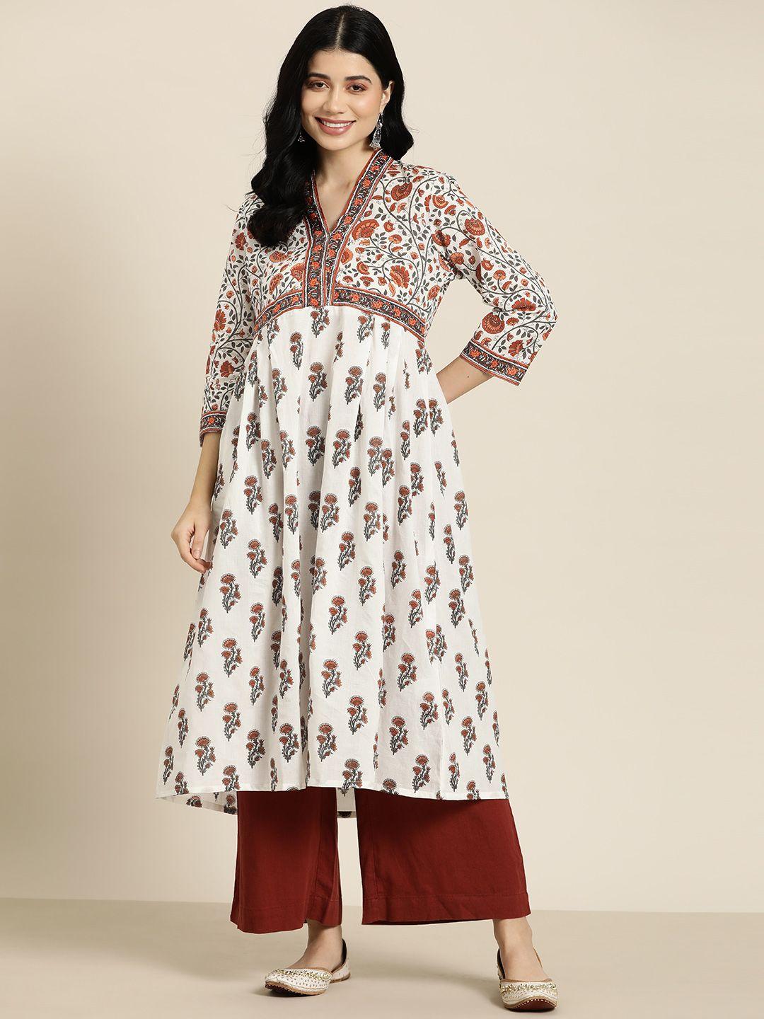 here&now ethnic motifs print cotton kurta