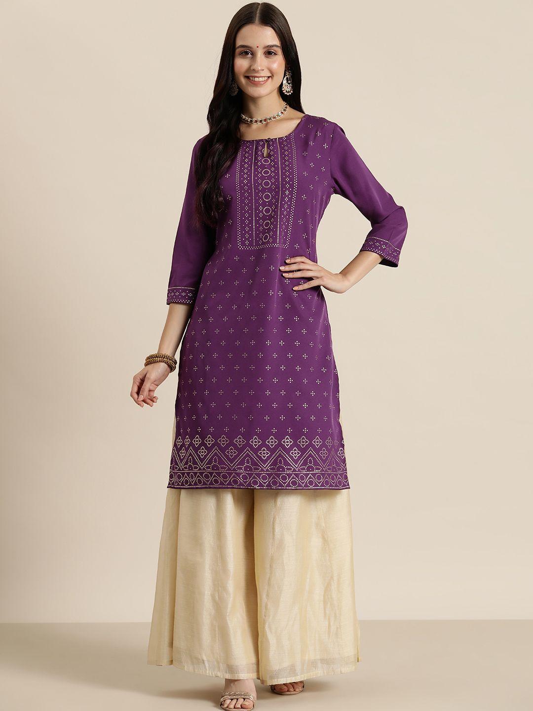 here&now ethnic motifs print keyhole neck kurta