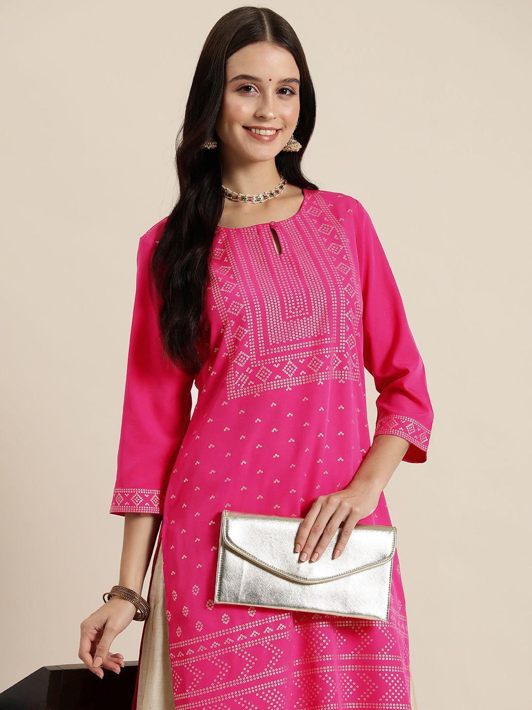 here&now ethnic motifs print keyhole neck kurta