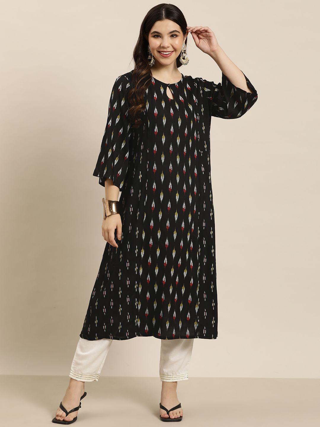 here&now ethnic motifs print keyhole neck kurta