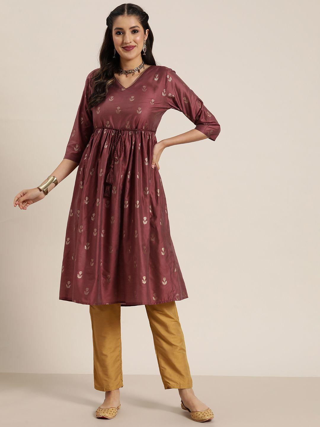 here&now ethnic motifs printed a-line kurta