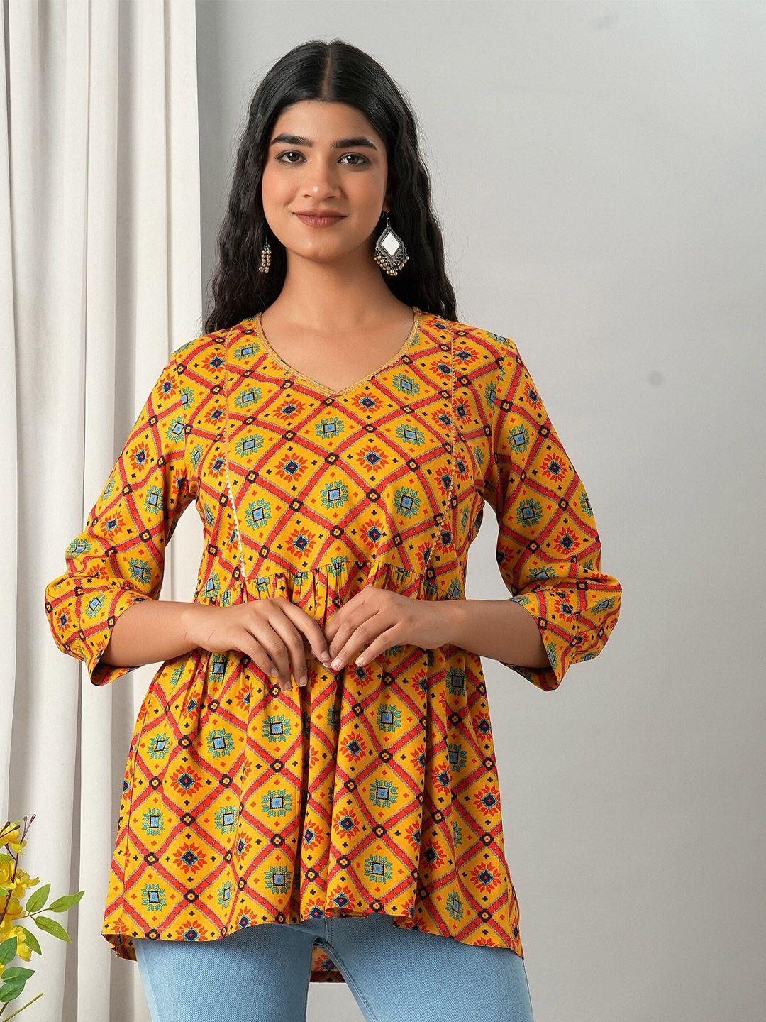 here&now ethnic motifs printed a-line kurti