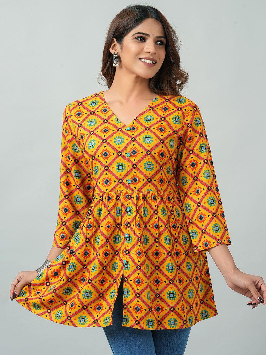 here&now ethnic motifs printed a-line kurti