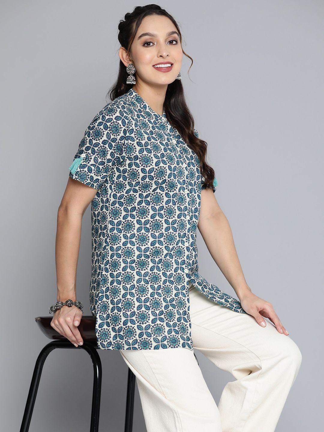 here&now ethnic motifs printed pure cotton kurti
