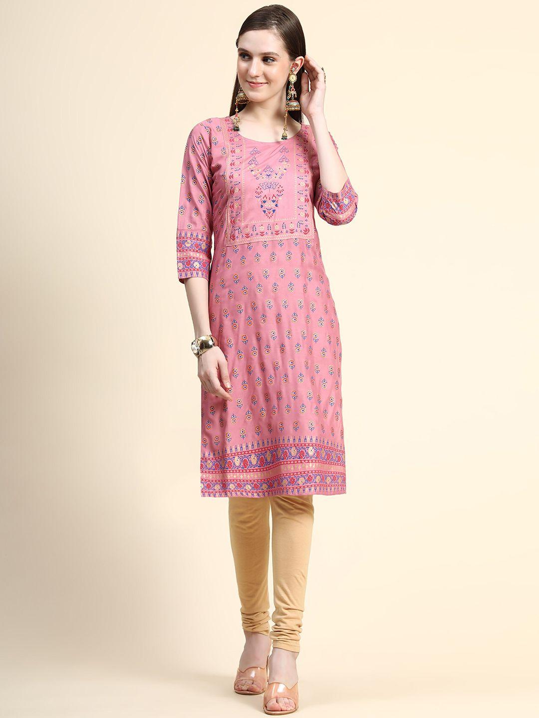 here&now ethnic motifs printed straight kurta