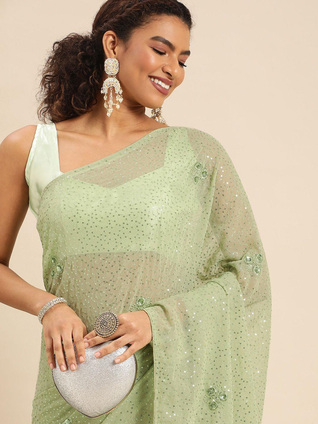 here&now ethnic motifs sequinned saree