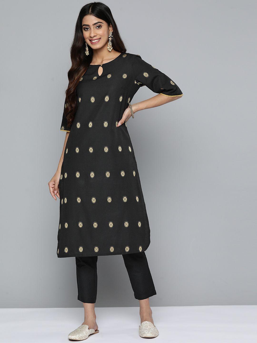 here&now ethnic motifs woven design kurta with trousers