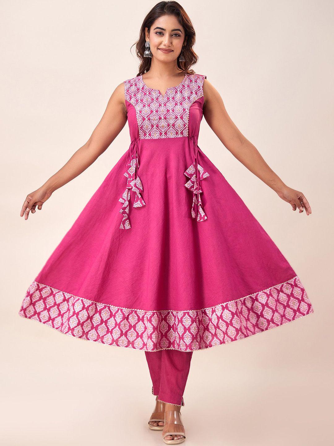 here&now ethnic motifs yoke designed gotta patti anarkali cotton kurta