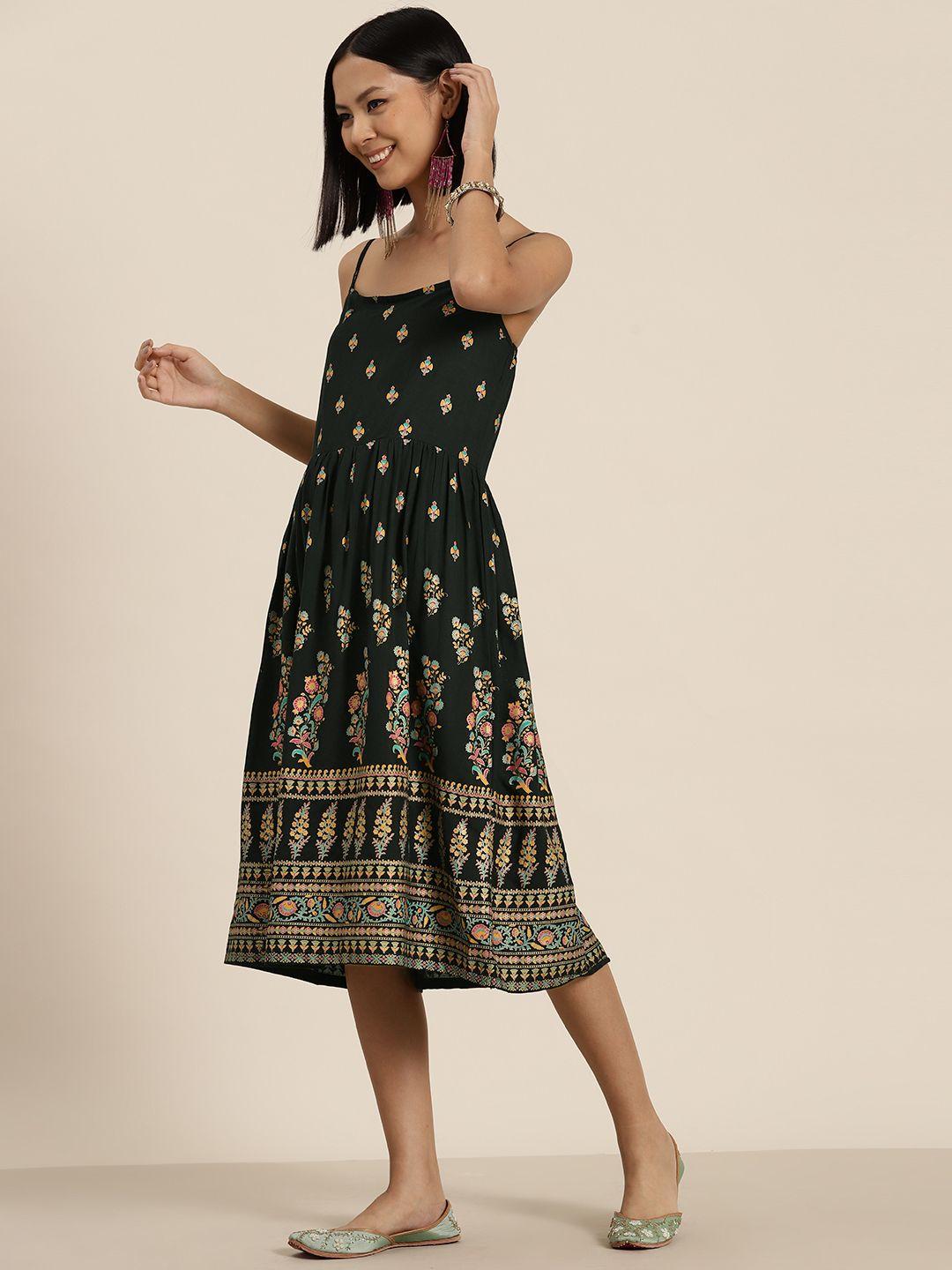 here&now ethnic printed midi a-line ethnic dress