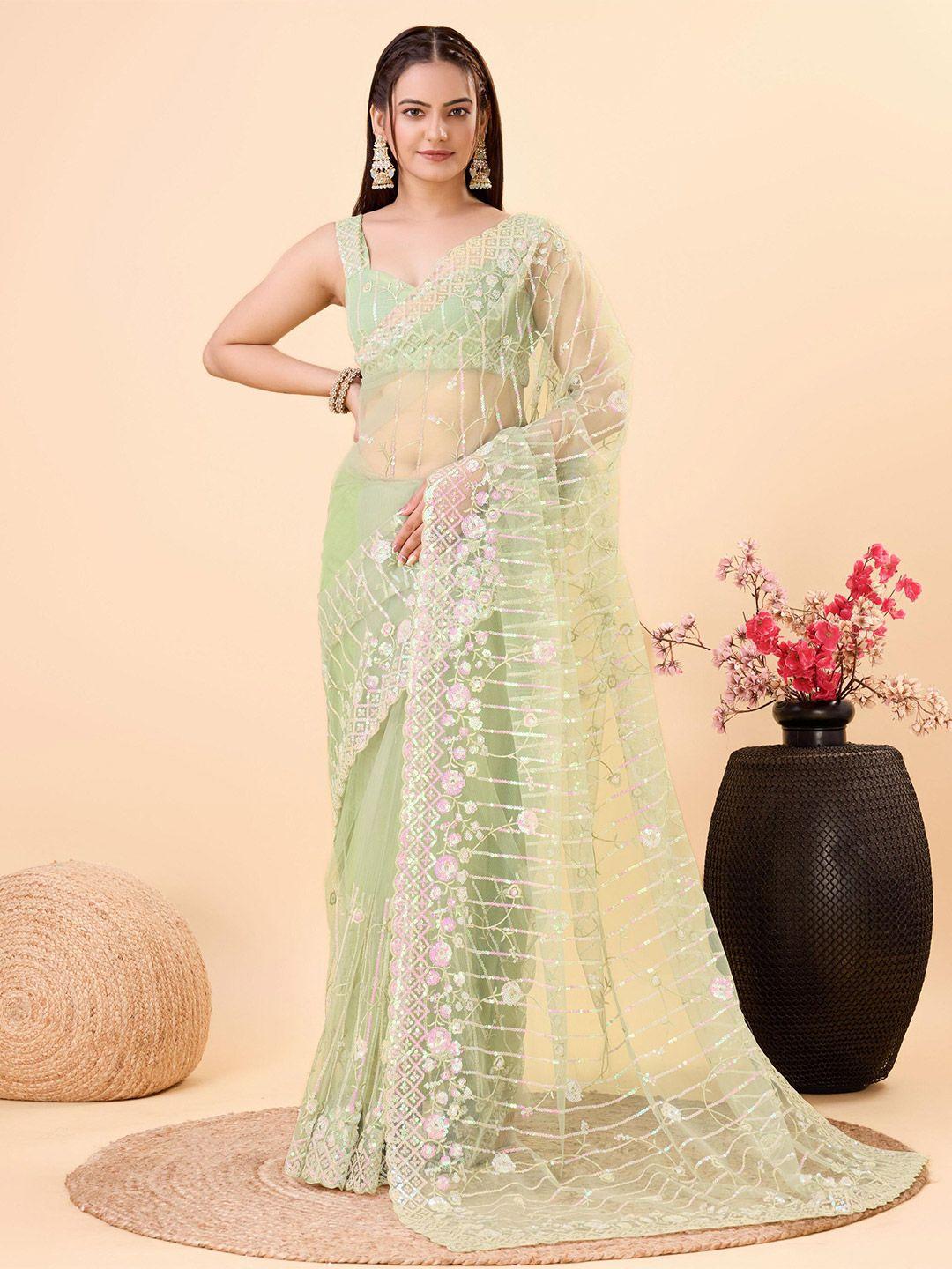 here&now floral embroidered net saree