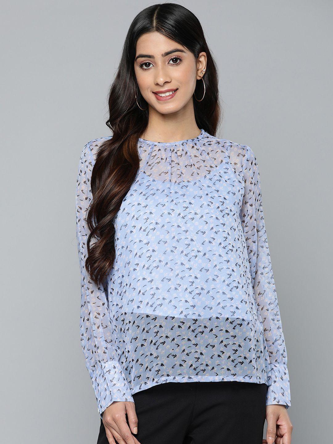 here&now floral print crepe top