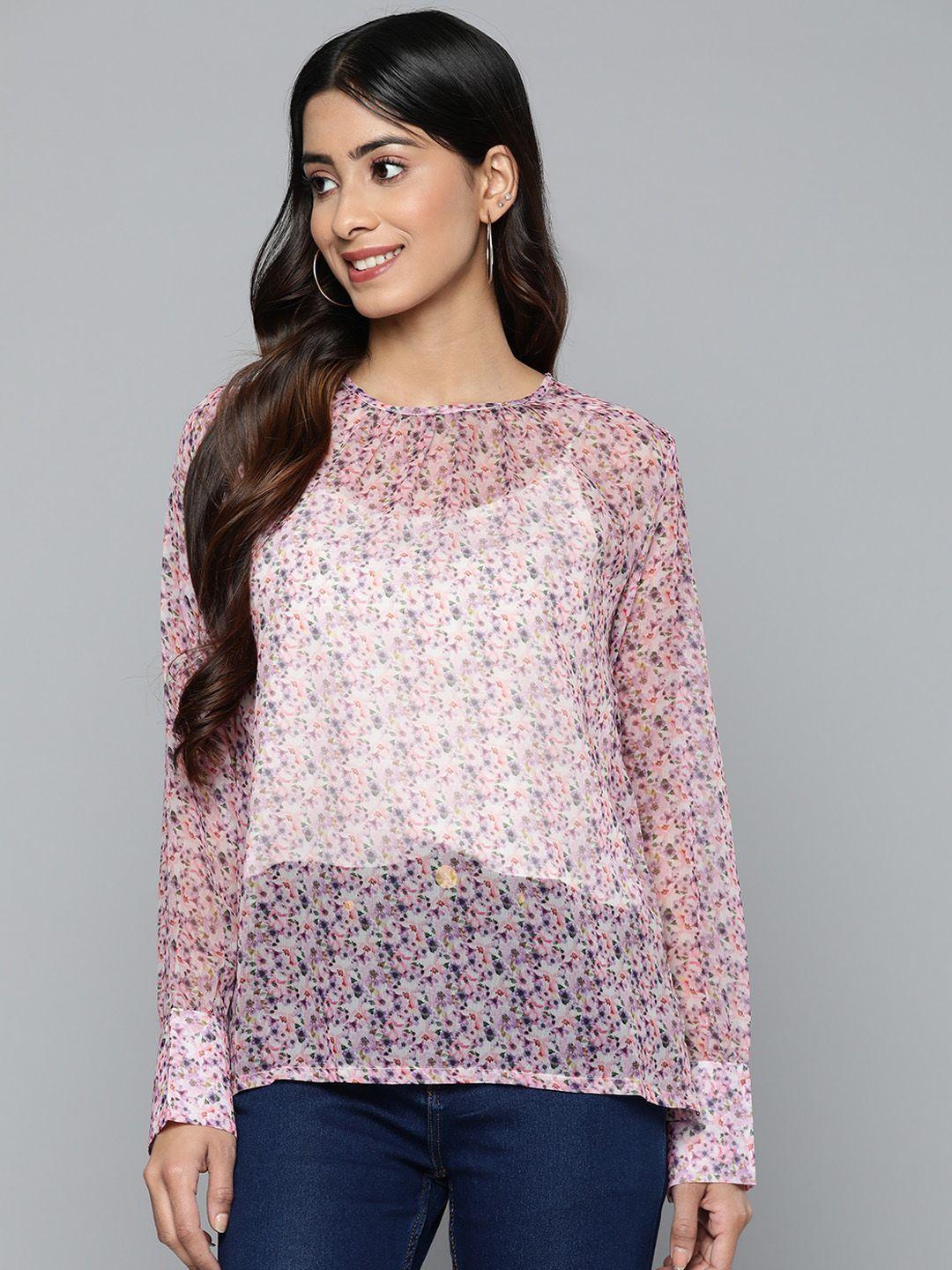 here&now floral print crepe top