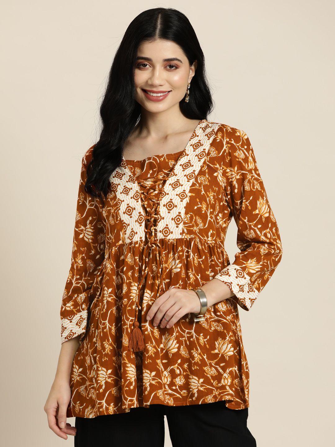 here&now floral print pleated kurti