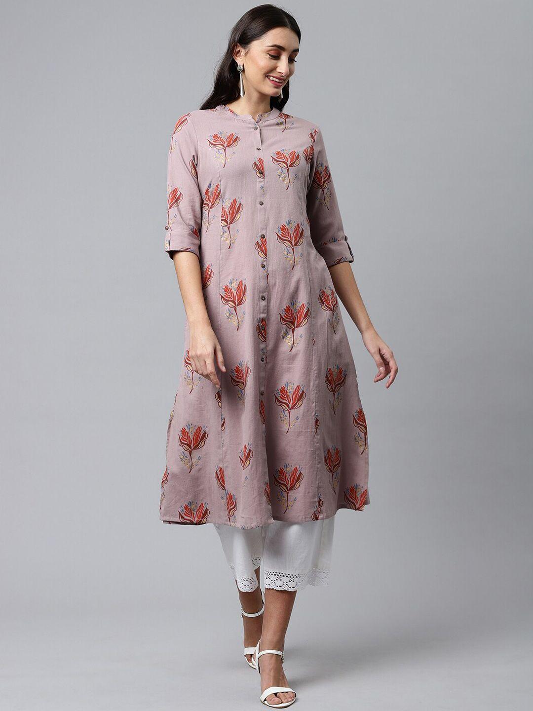 here&now floral printed a-line kurta