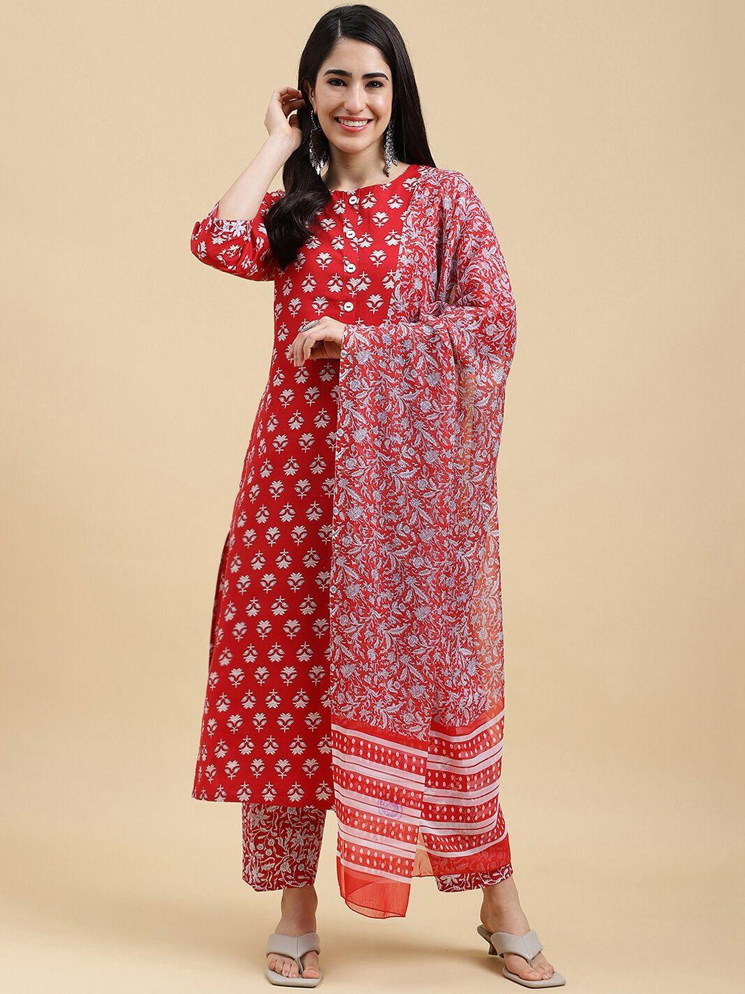 here&now floral printed angrakha kurta with trousers & dupatta