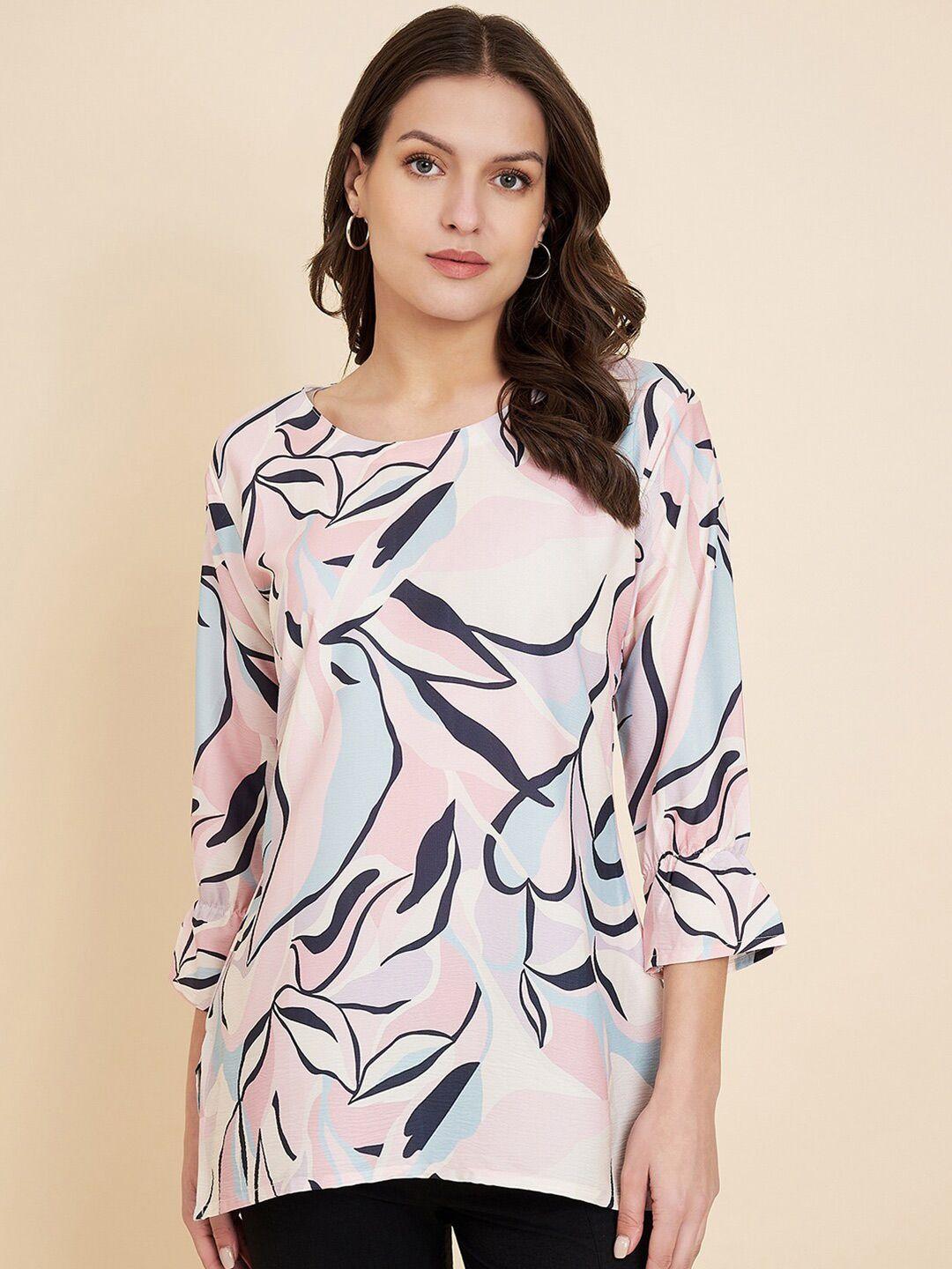 here&now floral printed bell sleeve satin top