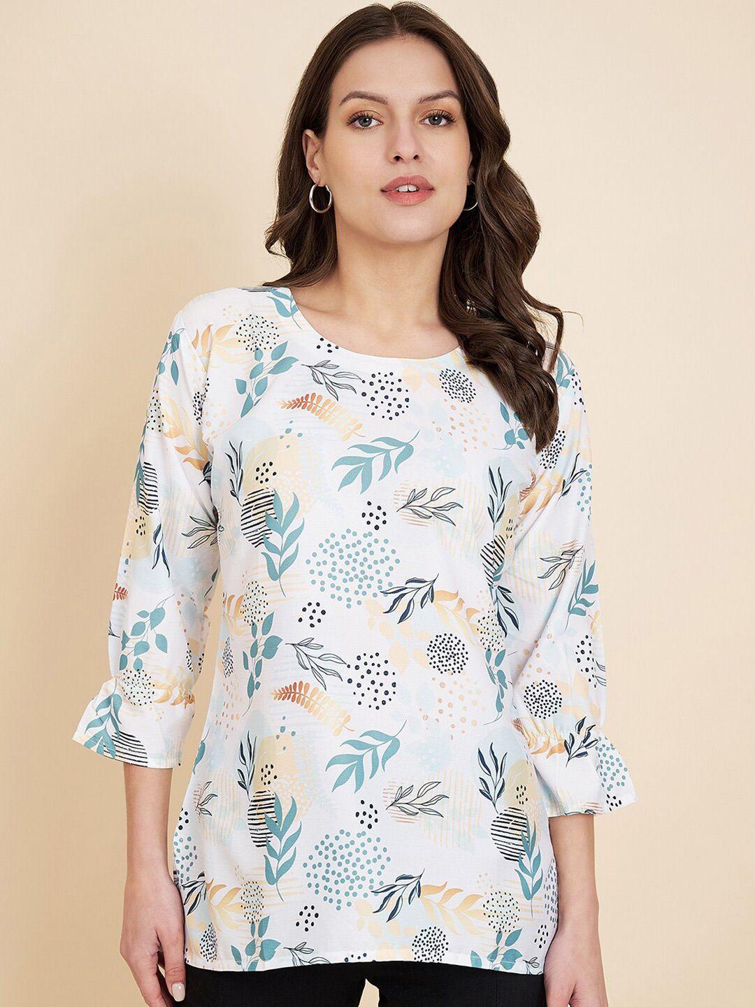 here&now floral printed bell sleeve satin top