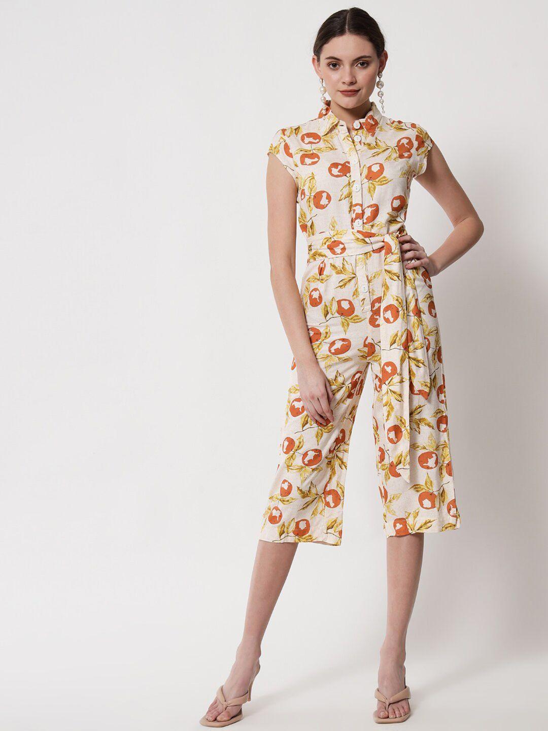 here&now floral printed capri jumpsuit